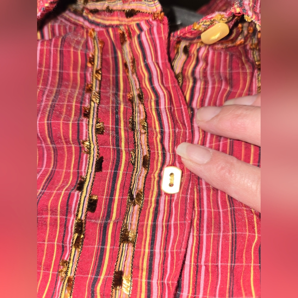 Vintage Y2K Maximalist Women's Roughrider By Circle T 3/4 Sleeve Button Up Top - Picture 10 of 10